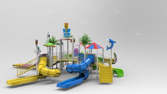 Small Interactive Water House with Hand-laid Fiberglass Flume and Hot-dip Galvanized Steel Structure for Water Park Equipment